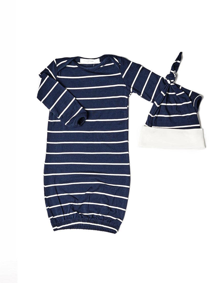 Navy Stripe | Mommy Pajamas & Baby Set Milk & Baby