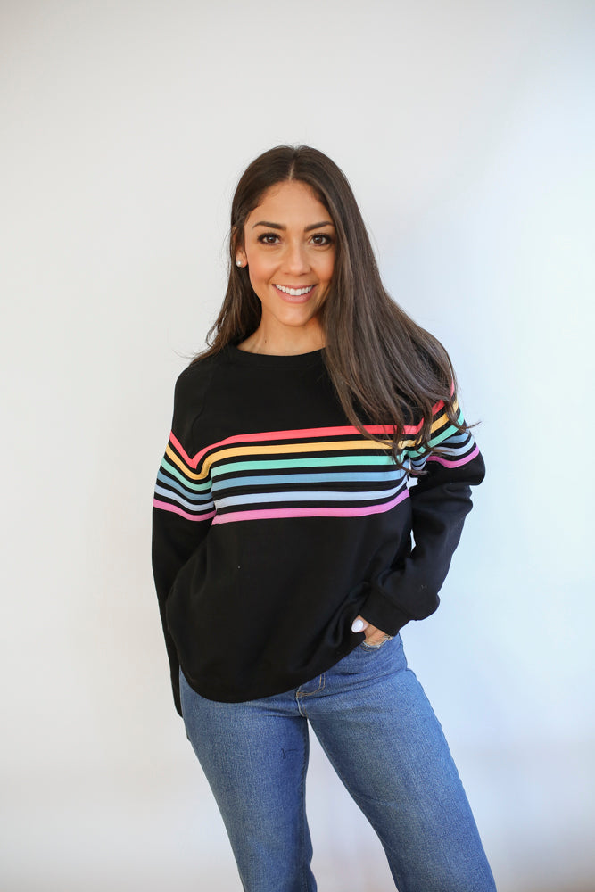 Six Stripe Invisible Zip Breastfeeding Sweatshirt | Milk & Baby