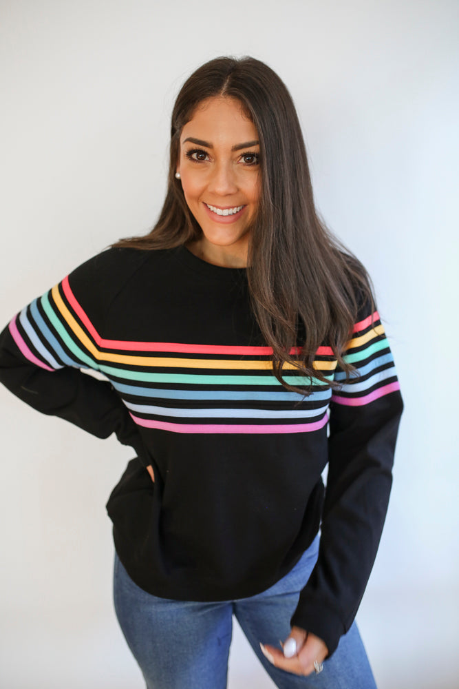 Six Stripe Invisible Zip Breastfeeding Sweatshirt | Milk & Baby