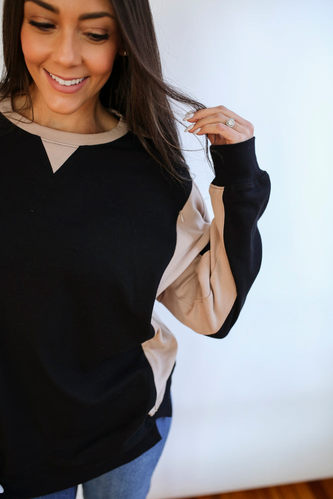 Color Block Nursing Lightweight Sweatshirt | Milk & Baby