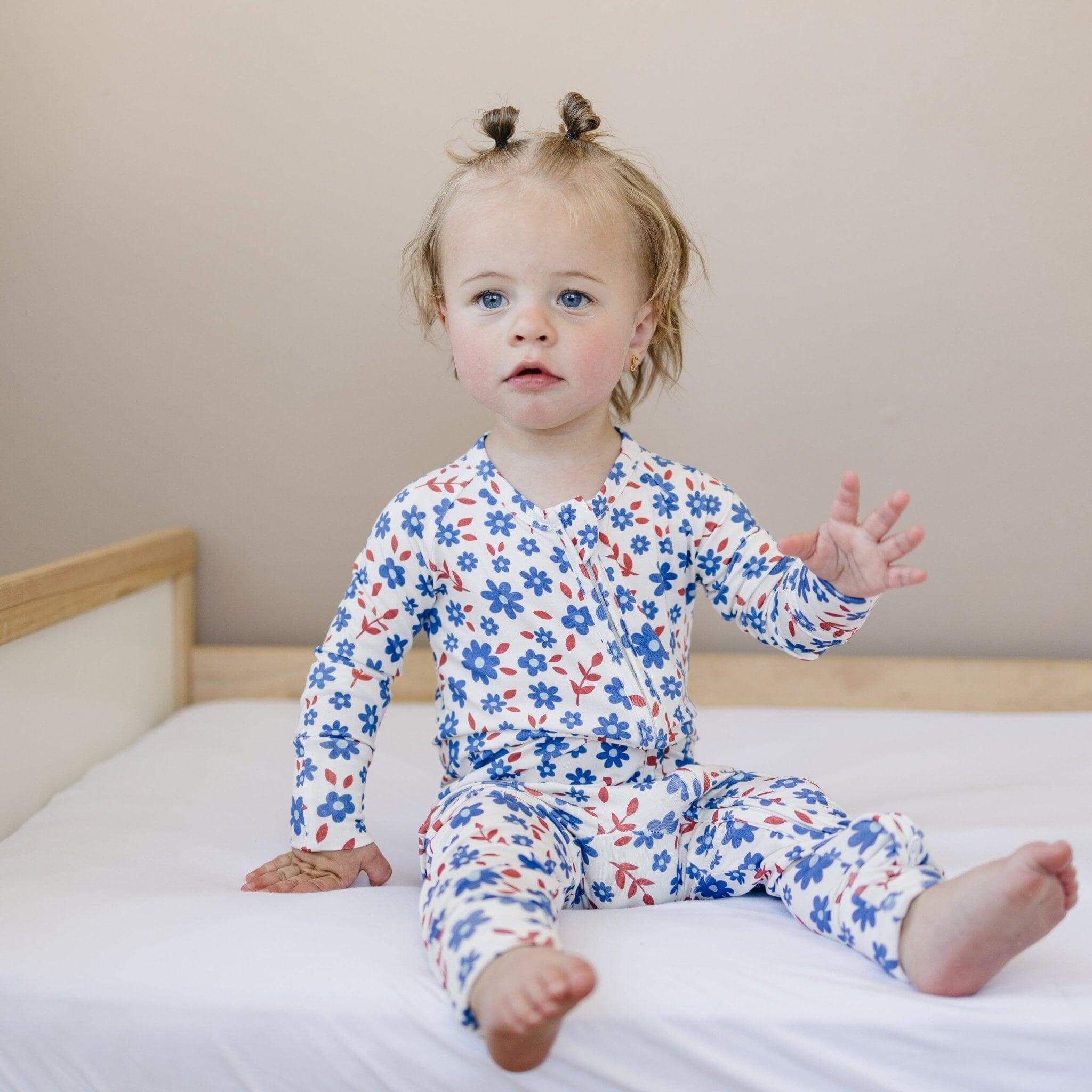 Red White & Blooms Bamboo Zippy Romper | Milk & Baby