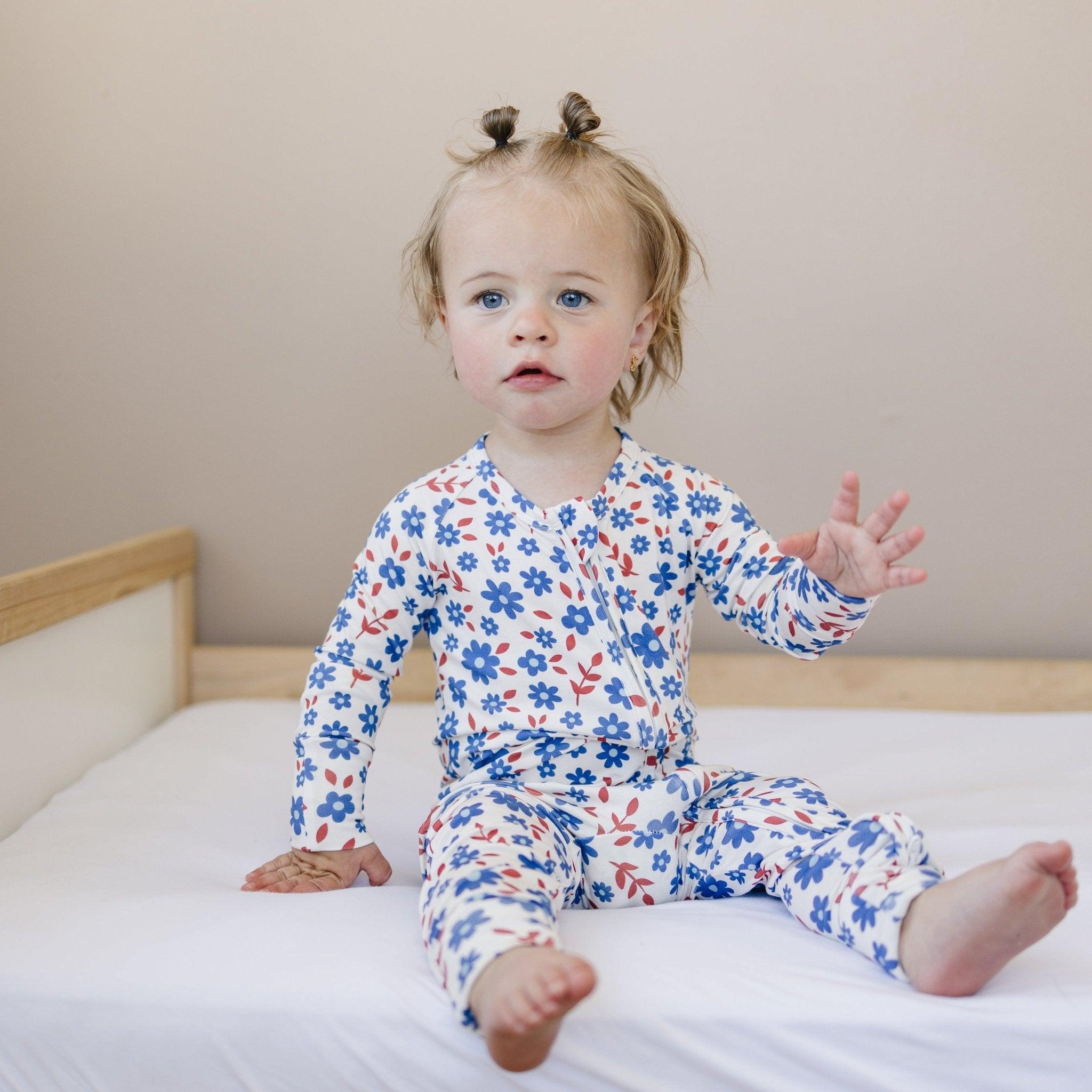 Red White & Blooms Bamboo Zippy Romper | Milk & Baby 