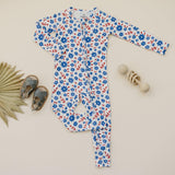 Red White & Blooms Bamboo Zippy Romper | Milk & Baby 