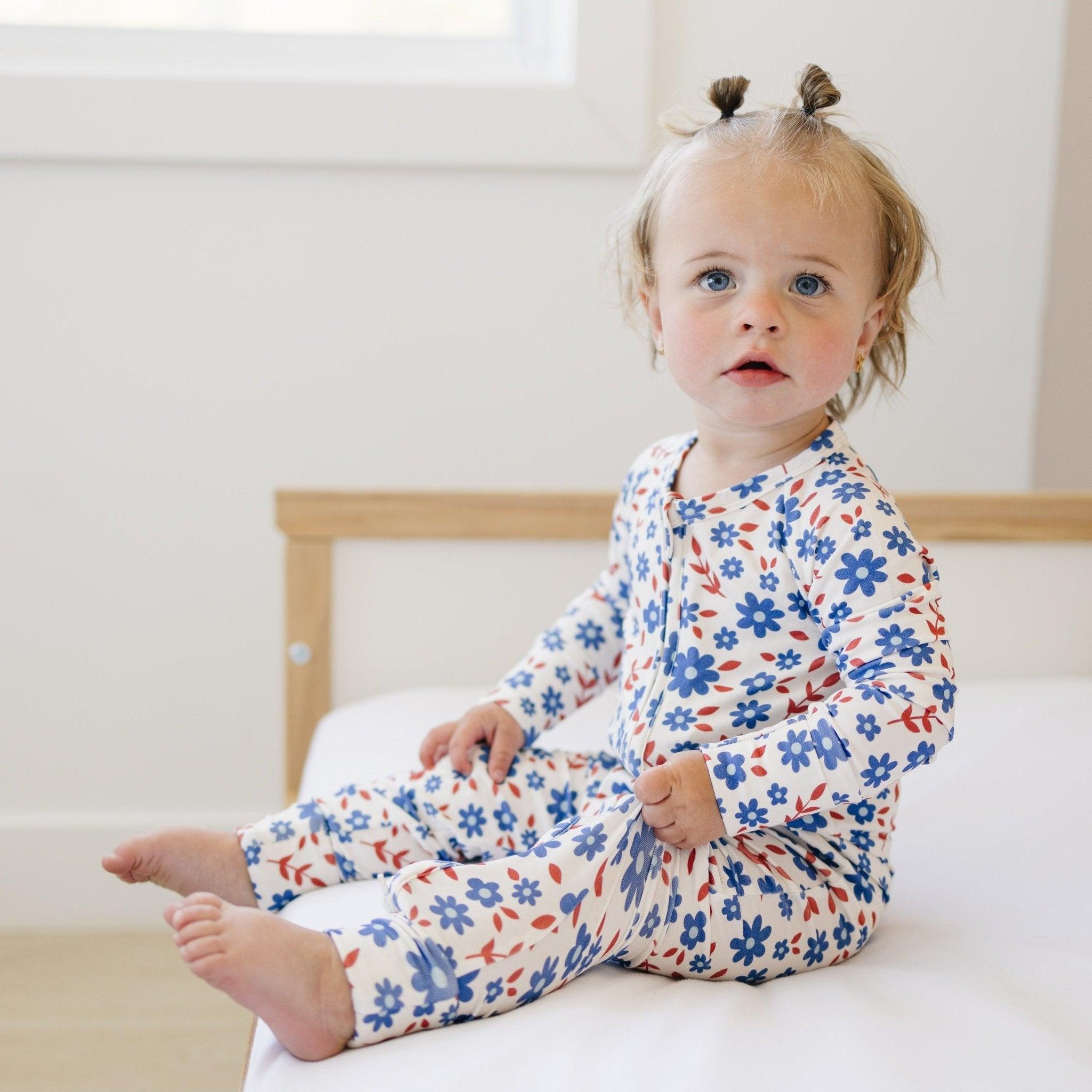 Red White & Blooms Bamboo Zippy Romper | Milk & Baby 