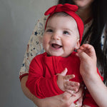 Crimson Red | Ribbed Bamboo Zip Romper Milk & Baby