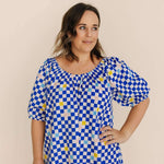 Women's Parker House Dress | Cobalt Checker Milk & Baby