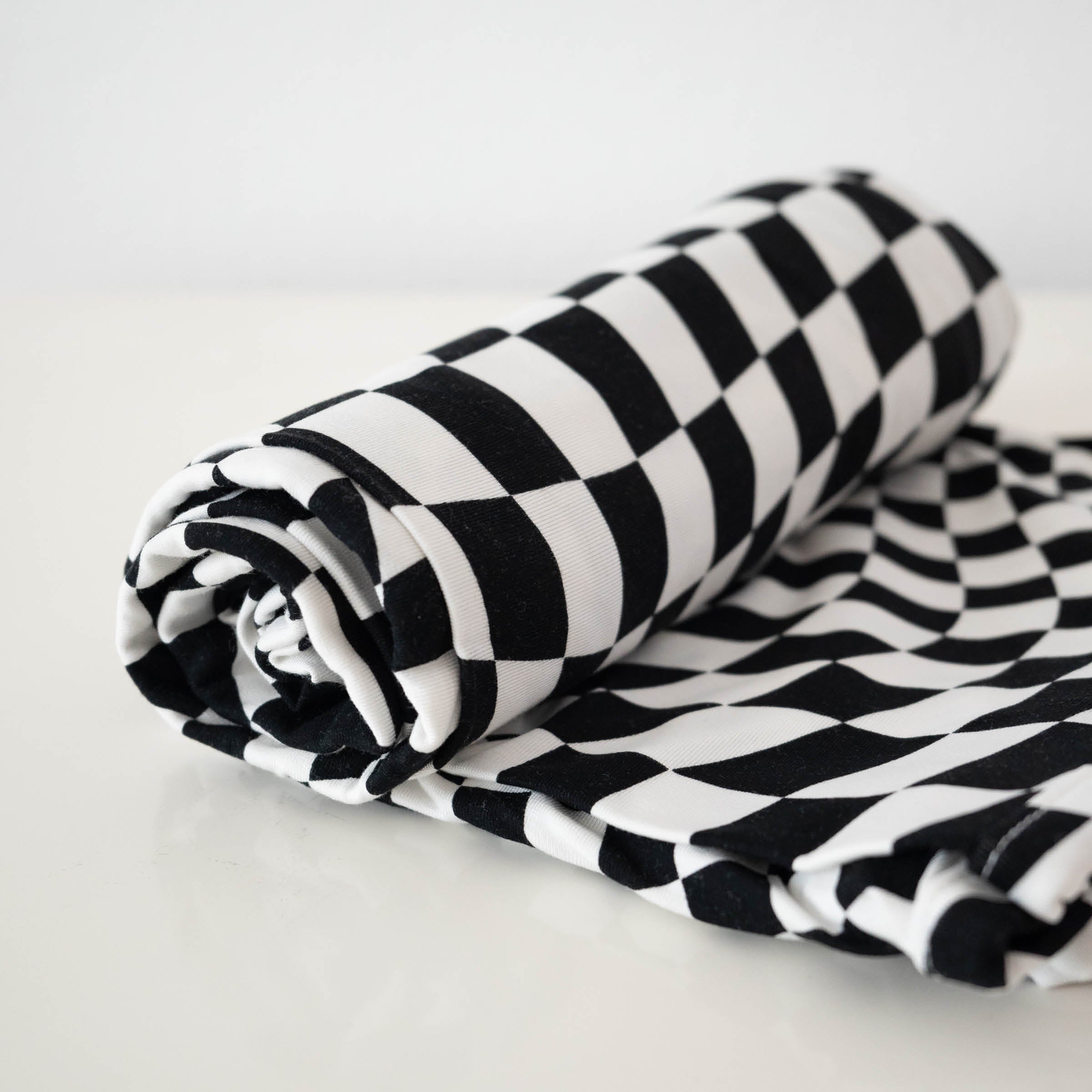 B&W Wavy Checker | Bamboo Swaddle Milk & Baby