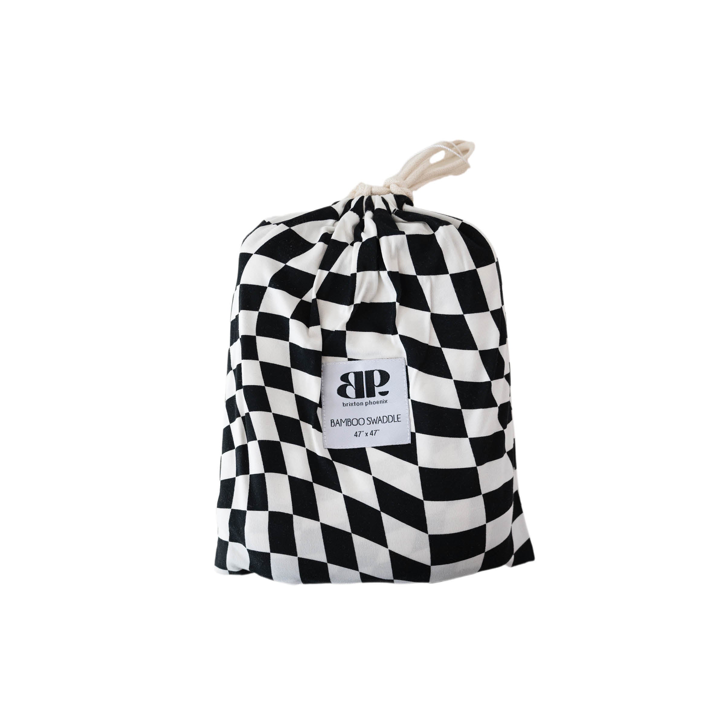 B&W Wavy Checker | Bamboo Swaddle Milk & Baby