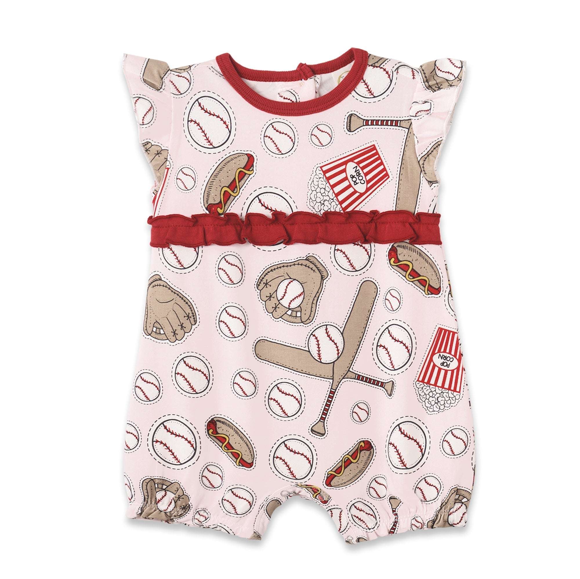 Baseball Baby Bubble Romper Milk & Baby