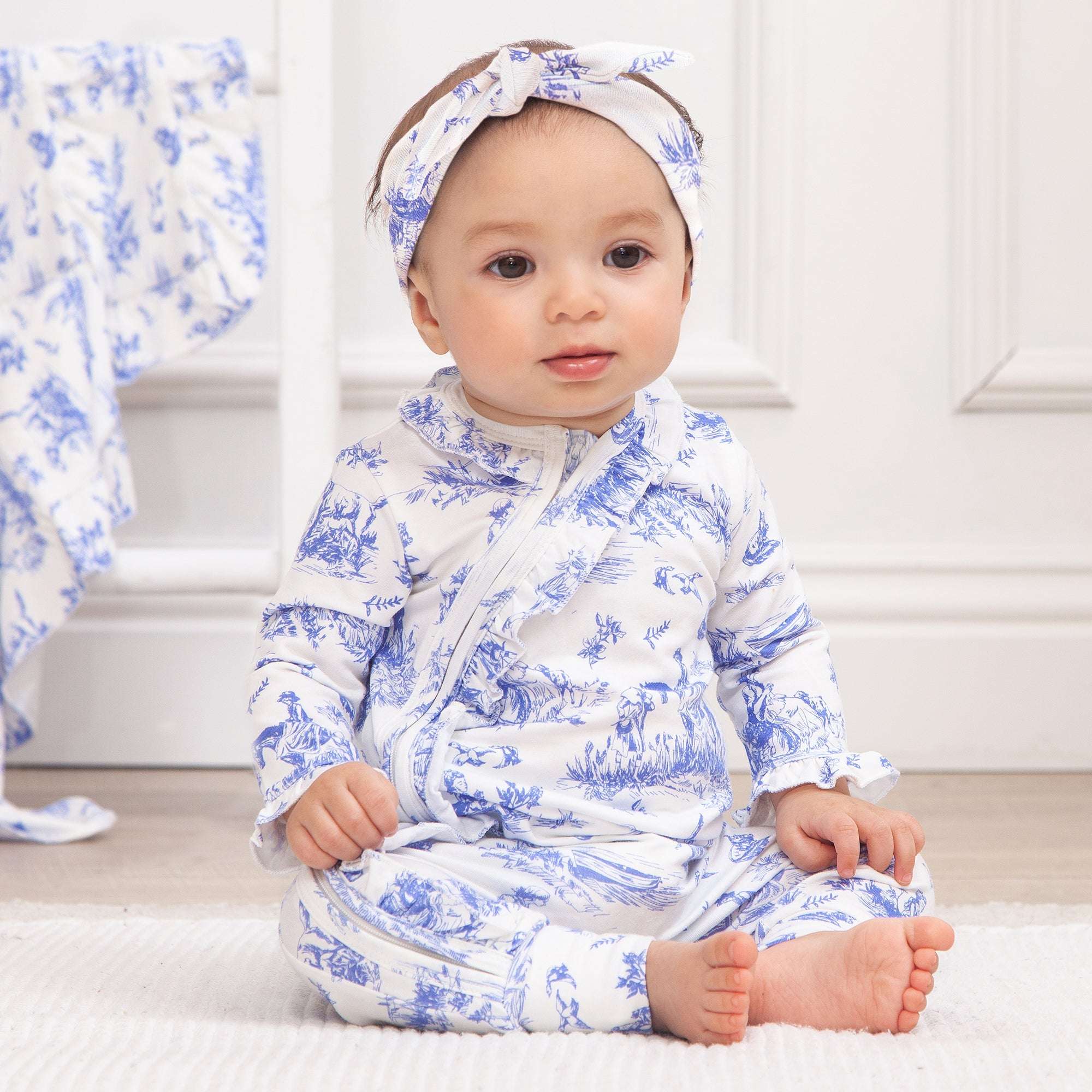 Toile de Jouy Bamboo Zipper Romper Milk & Baby