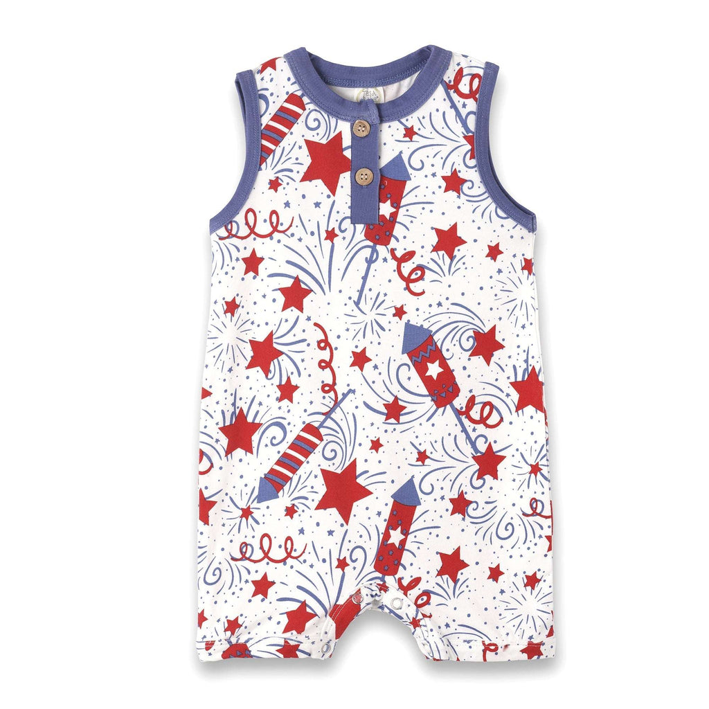 4Th of July Sleeveless Shortie Baby Romper Milk & Baby