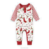 Tis The Season Henley Bamboo Romper Milk & Baby