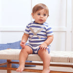 Striped Baseball Shortie Romper Milk & Baby