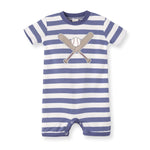 Striped Baseball Shortie Romper Milk & Baby