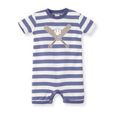 Striped Baseball Shortie Romper Milk & Baby