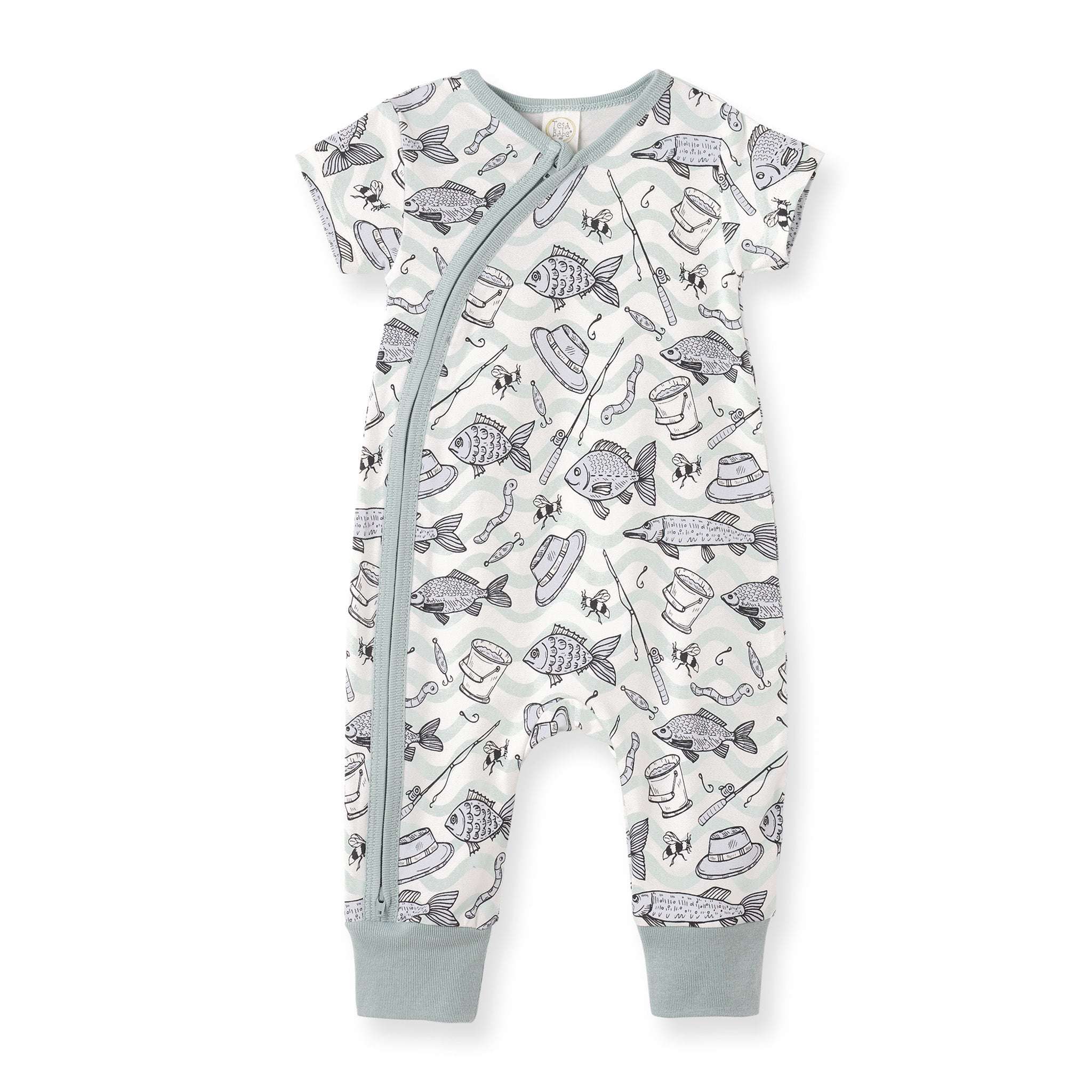 Gone Fishing Zipper Romper Milk & Baby