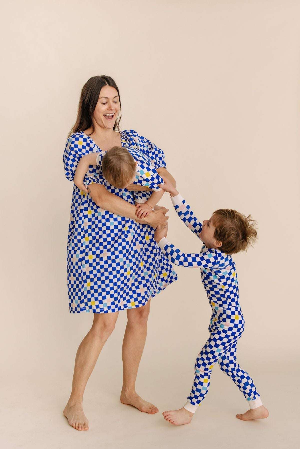 Women's Parker House Dress | Cobalt Checker Milk & Baby