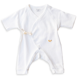 White Pointelle Baby Kimono Onesie