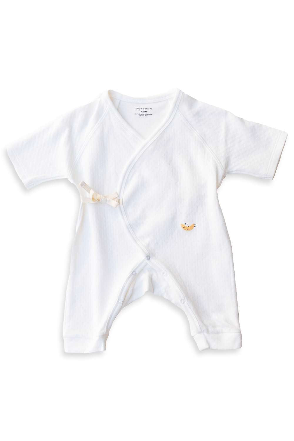 White Pointelle Baby Kimono Onesie Milk & Baby