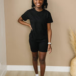 Little Joy Co. Women's Bamboo Tee & Bike Shorts | Milk & Baby