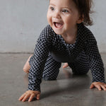 Midnight Checker | Bamboo Zip Romper Milk & Baby