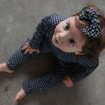 Midnight Checker | Bamboo Zip Romper Milk & Baby